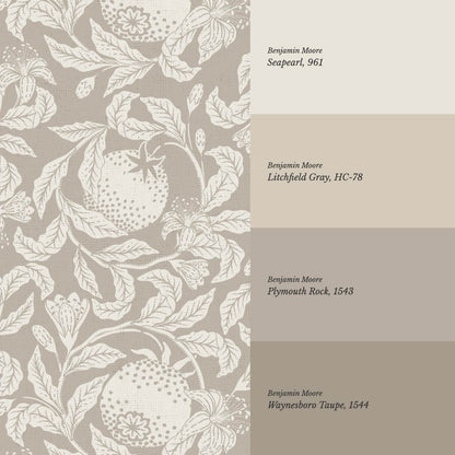 Sela Vintage Grapefruit Taupe Ivory Wallpaper