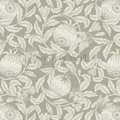 Sela Vintage Grapefruit Sage Ivory Wallpaper