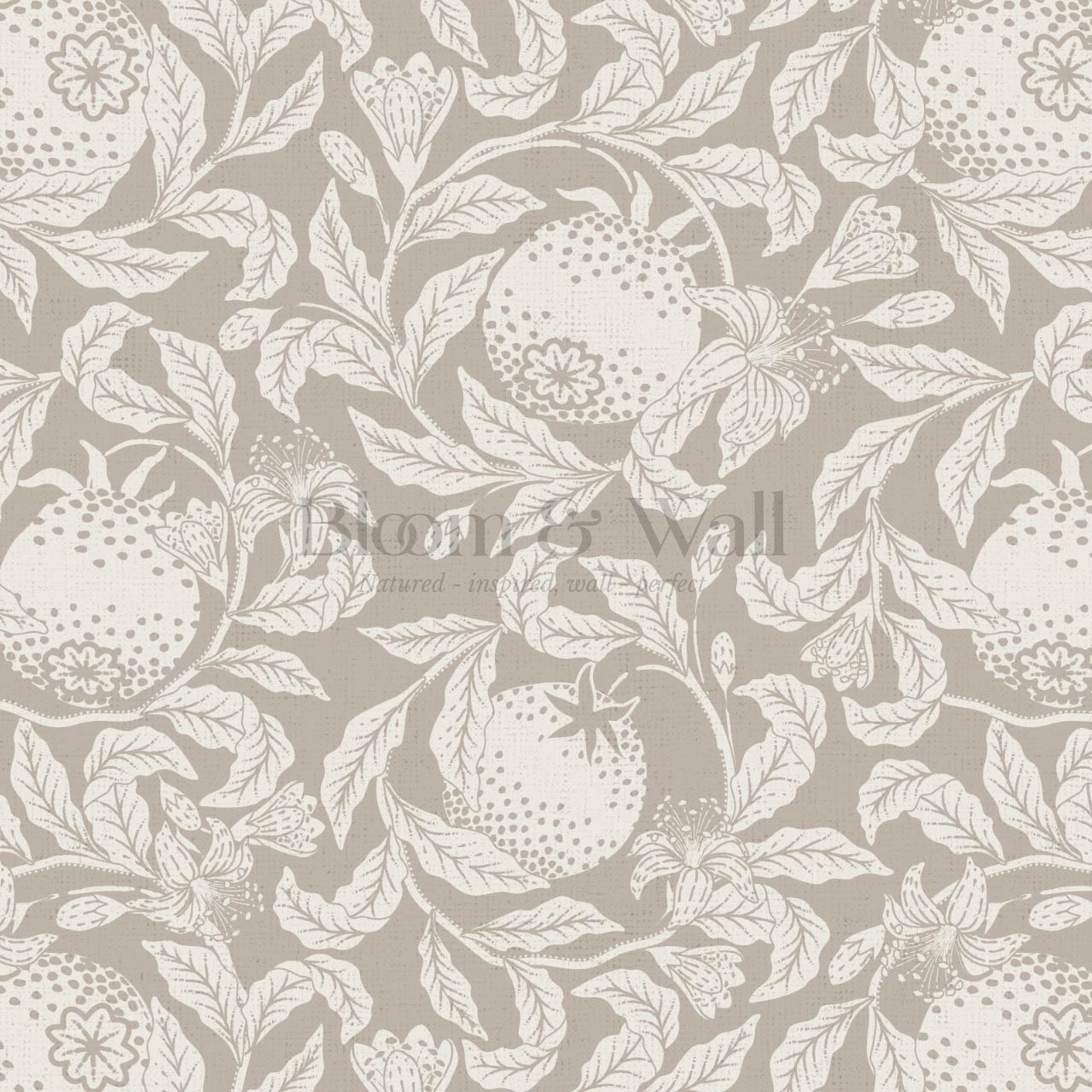 Sela Vintage Grapefruit Taupe Ivory Wallpaper