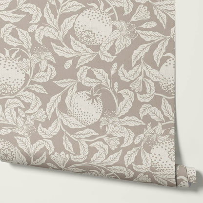 Sela Vintage Grapefruit Taupe Ivory Wallpaper