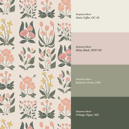 Selena Millefleur in Columns Blush Cream Wallpaper