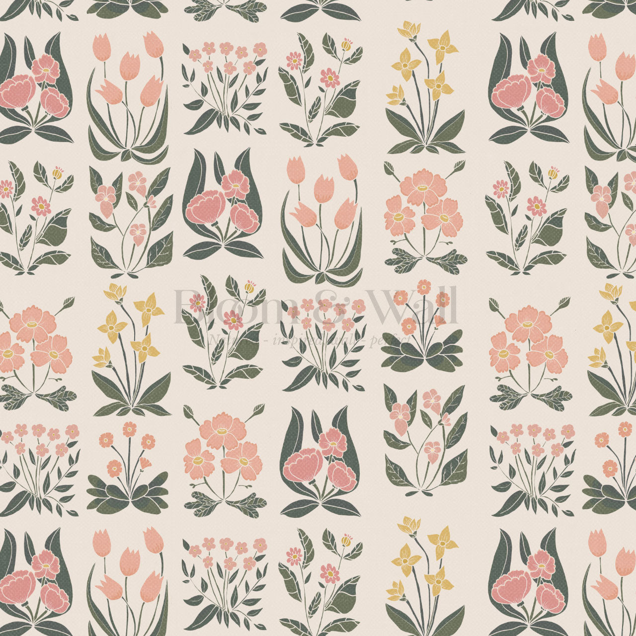 Selena Millefleur in Columns Blush Cream Wallpaper