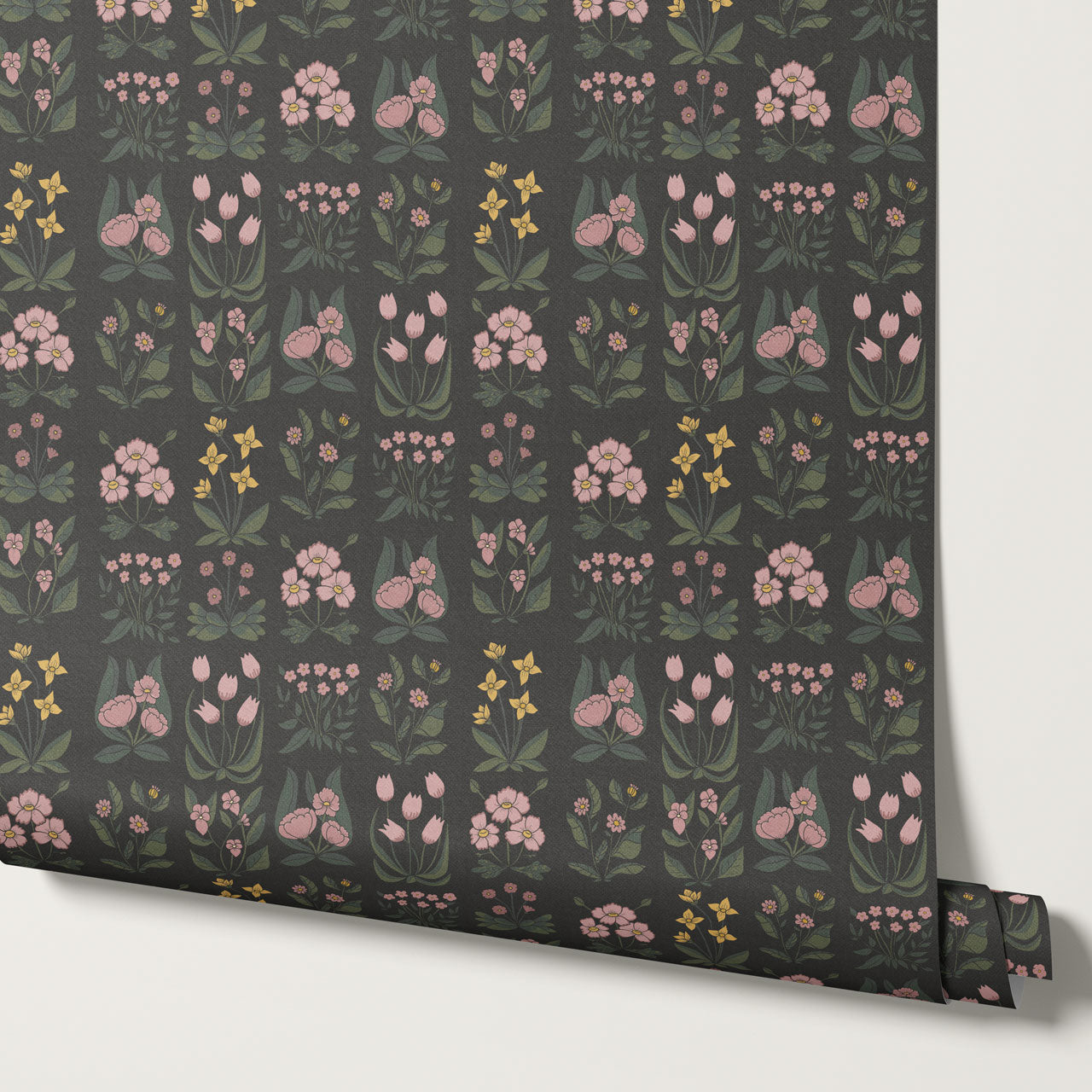 Selena Millefleur in Columns Charcoal Wallpaper