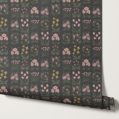 Selena Millefleur in Columns Charcoal Wallpaper