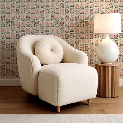 Selena Millefleur in Columns Blush Cream Wallpaper