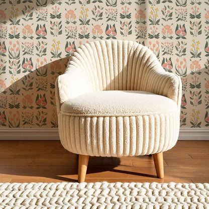 Selena Millefleur in Columns Blush Cream Wallpaper