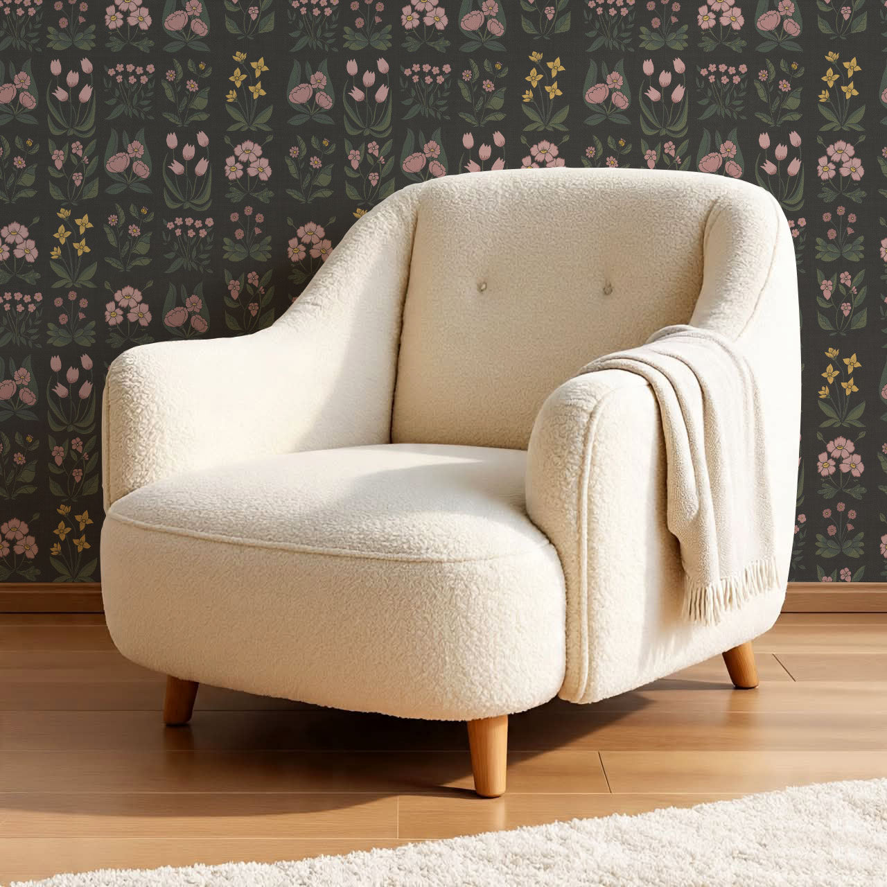 Selena Millefleur in Columns Charcoal Wallpaper