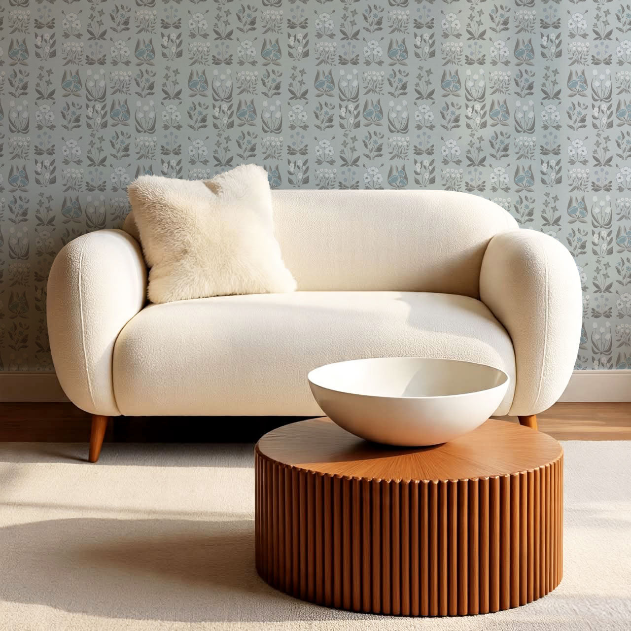 Selena Millefleur in Columns Blue Mist Wallpaper