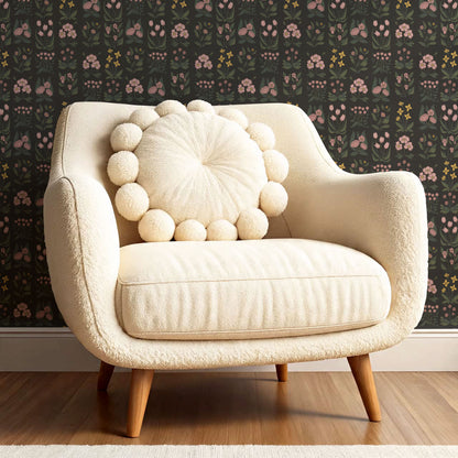 Selena Millefleur in Columns Charcoal Wallpaper
