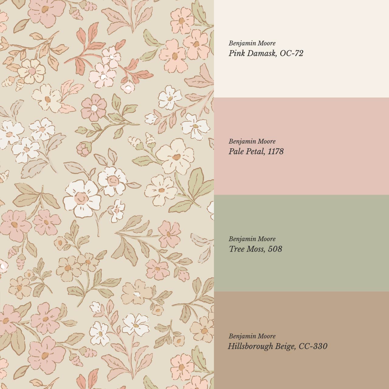 Serena Delicate Flowers Beige Wallpaper