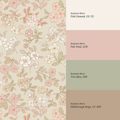 Serena Delicate Flowers Beige Wallpaper