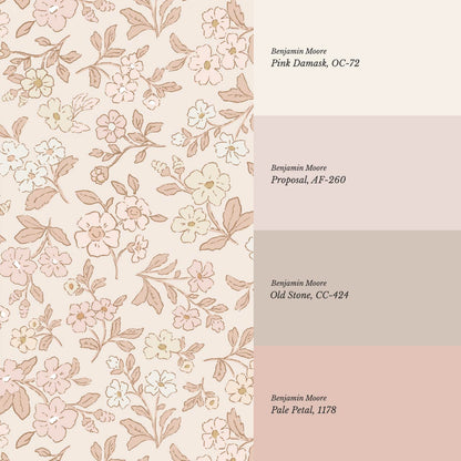 Serena Delicate Flowers Blush Wallpaper