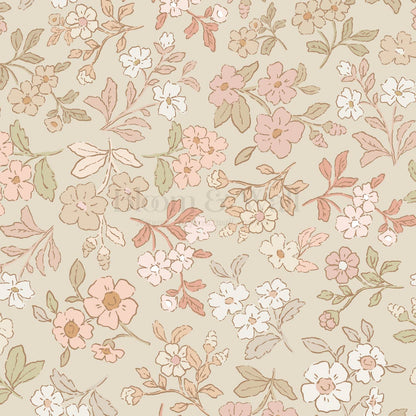 Serena Delicate Flowers Beige Wallpaper