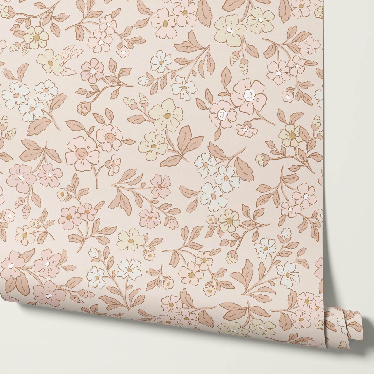 Serena Delicate Flowers Blush Wallpaper