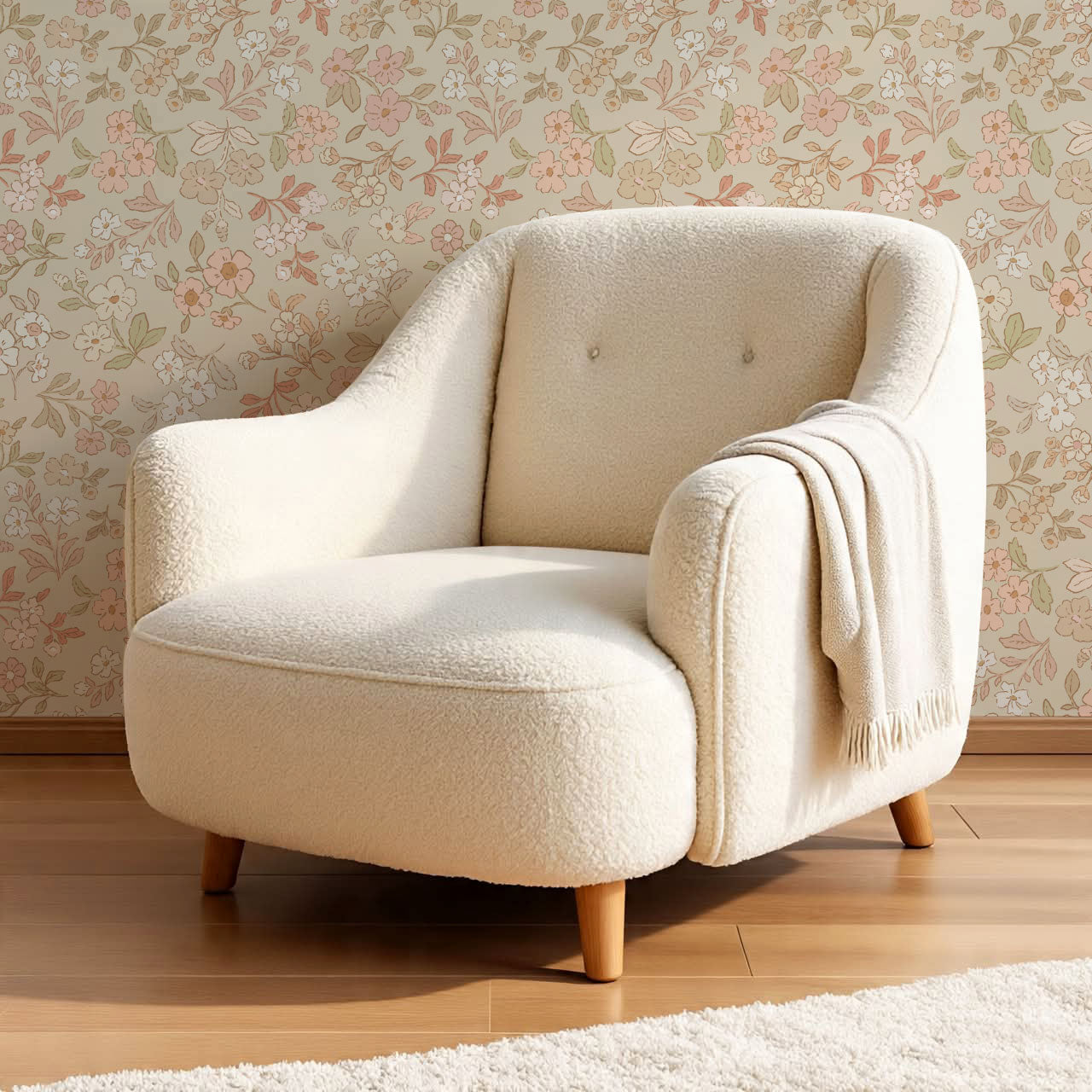 Serena Delicate Flowers Beige Wallpaper