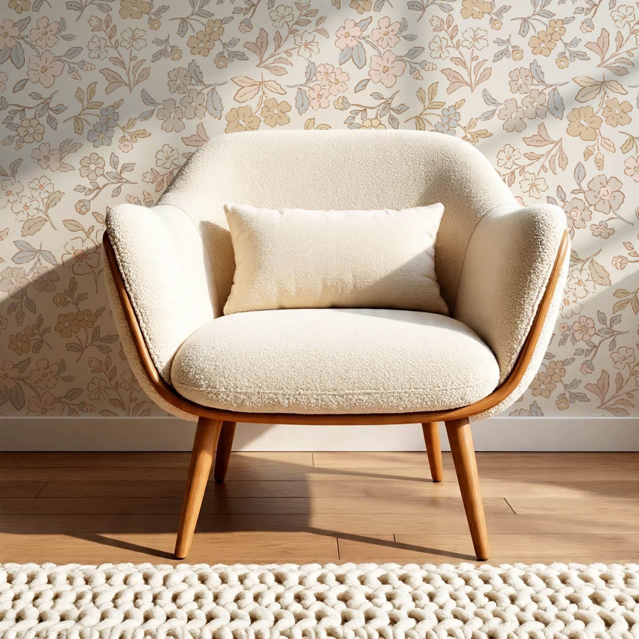 Serena Delicate Flowers Cream Wallpaper