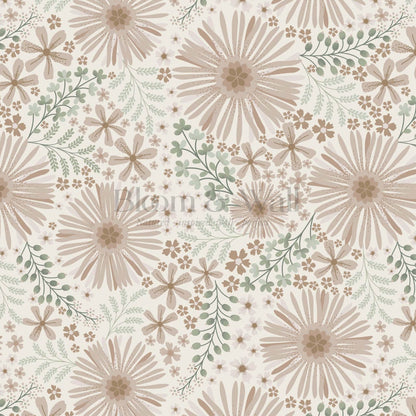 Serena Garden Flowers Pale Mauve Sage Wallpaper
