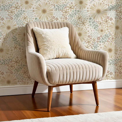 Serena Garden Flowers Pale Honey Sage Wallpaper