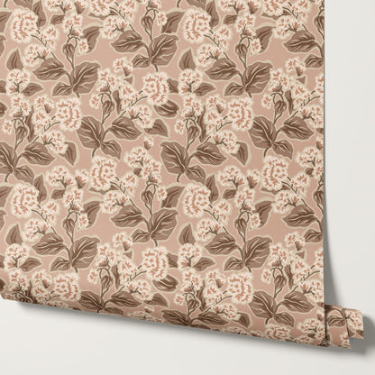 Shelby Retro Florals Mauve Brown Wallpaper
