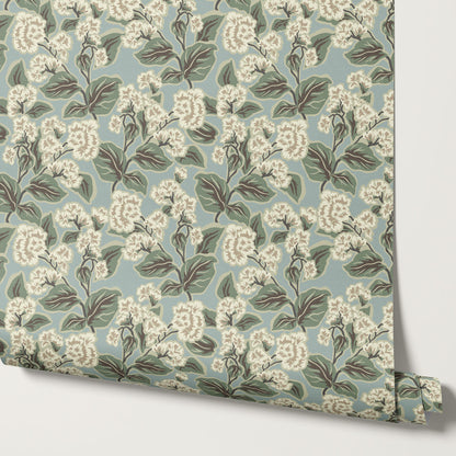 Shelby Retro Florals Vintage Blue Wallpaper