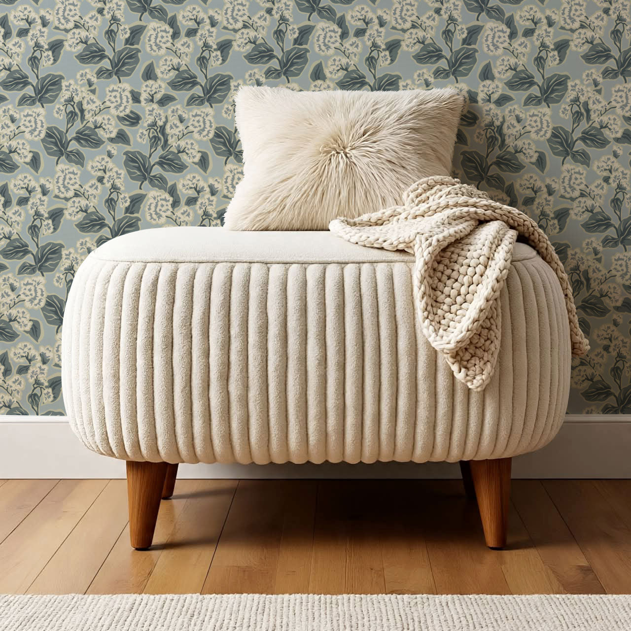 Shelby Retro Florals Moody Sky Wallpaper
