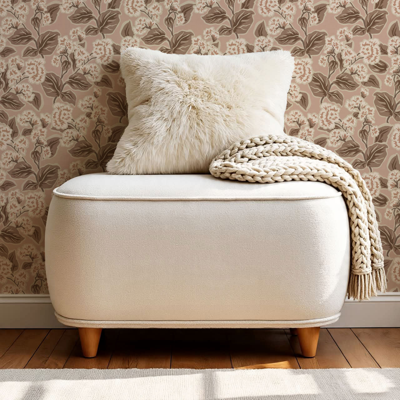 Shelby Retro Florals Mauve Brown Wallpaper