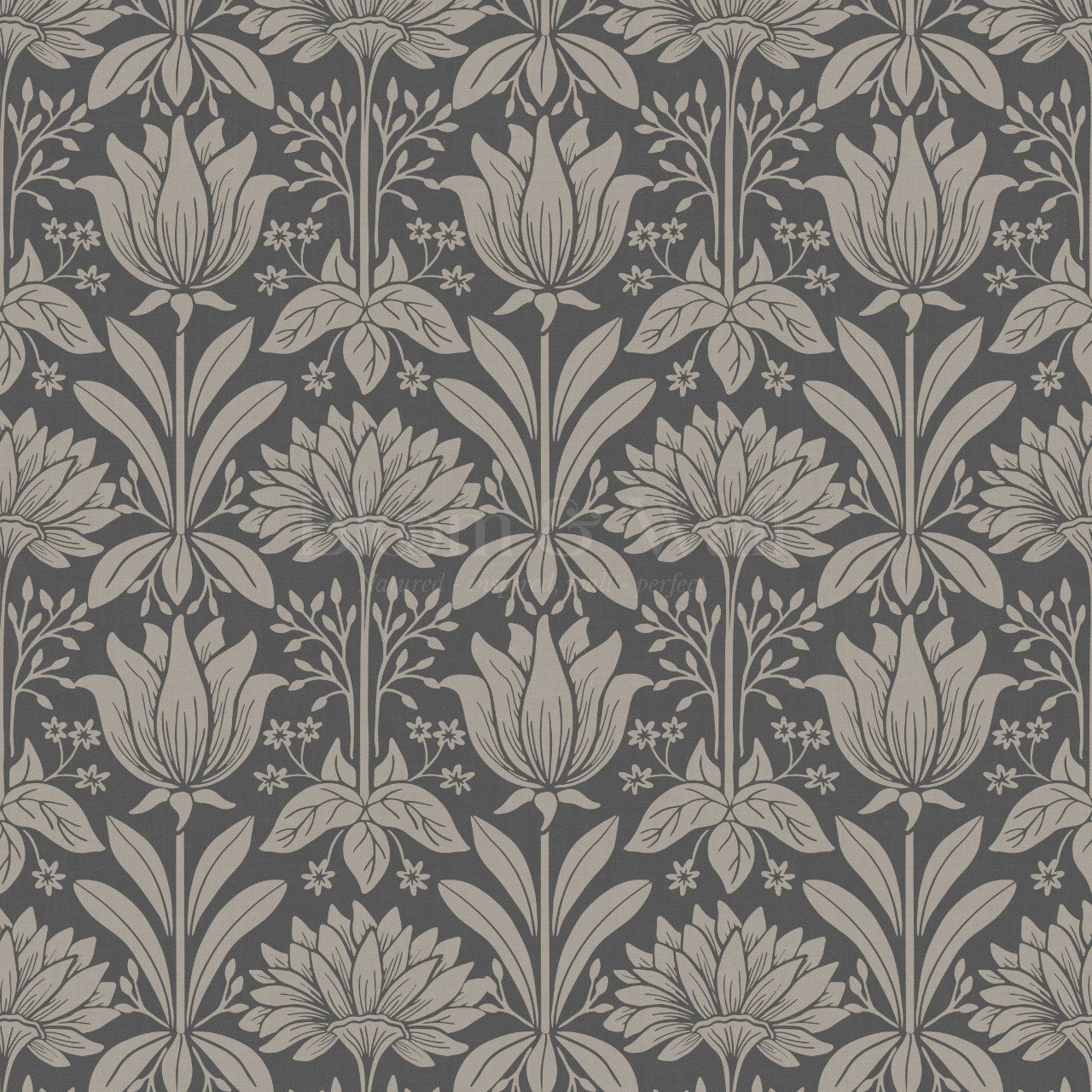 Shiloh Tulip Damask Ash Wallpaper