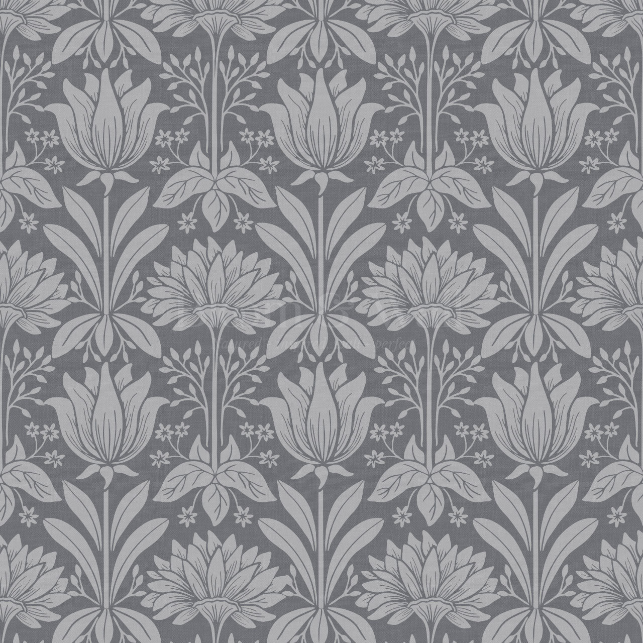 Shiloh Tulip Damask Slate Wallpaper