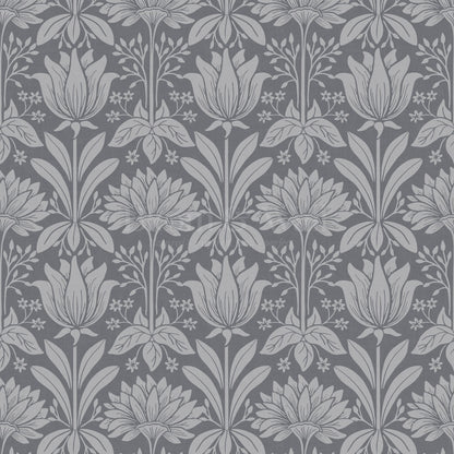 Shiloh Tulip Damask Slate Wallpaper