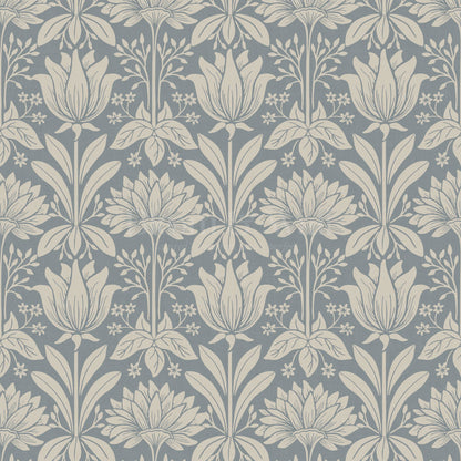 Shiloh Tulip Damask Dove Wallpaper