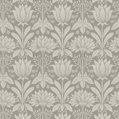 Shiloh Tulip Damask Stone Wallpaper