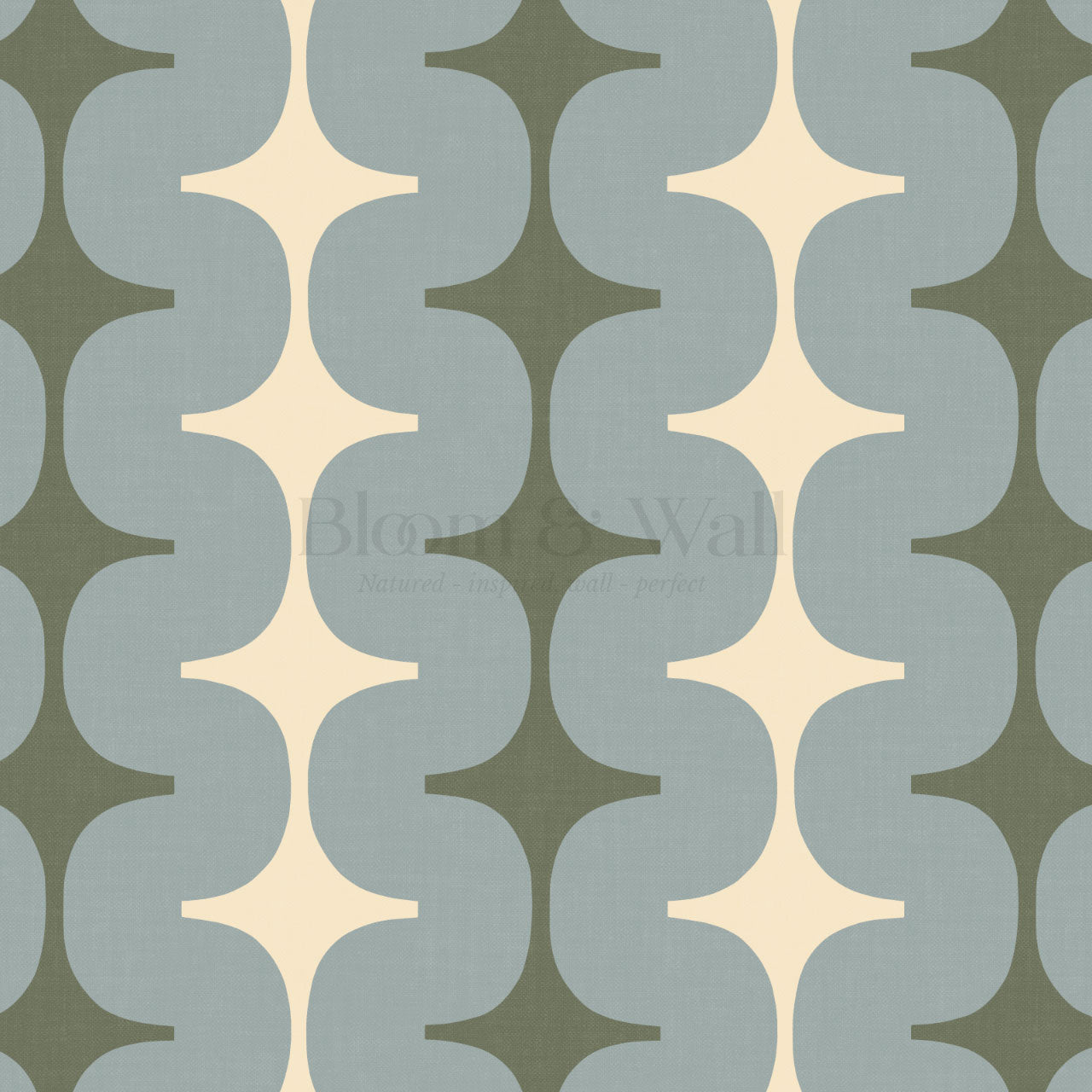 Sienna Mid-Century Stripes Blue Fern Wallpaper