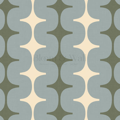 Sienna Mid-Century Stripes Blue Fern Wallpaper