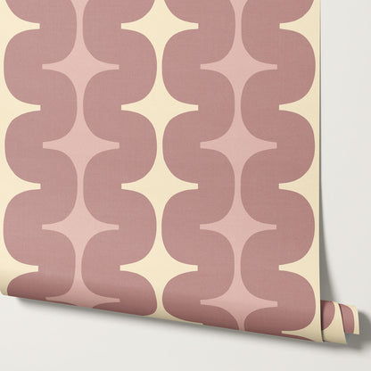 Sienna Mid-Century Stripes Mauve Butter Wallpaper