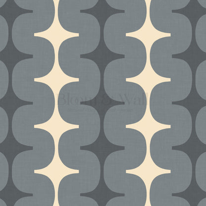 Sienna Mid-Century Stripes Slate Butter Wallpaper