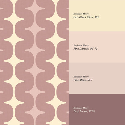 Sienna Mid-Century Stripes Mauve Butter Wallpaper