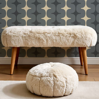 Sienna Mid-Century Stripes Slate Butter Wallpaper
