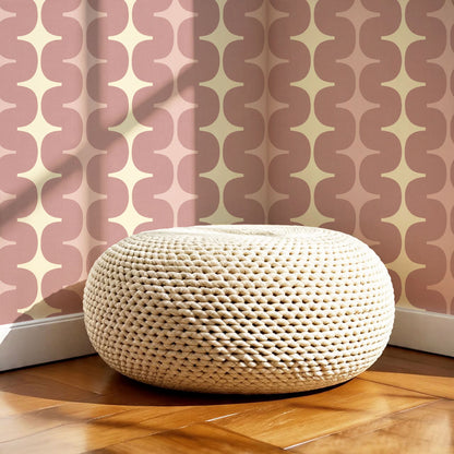 Sienna Mid-Century Stripes Mauve Butter Wallpaper
