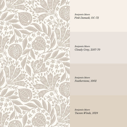 Silvia Fig Garden Beige Off White Wallpaper