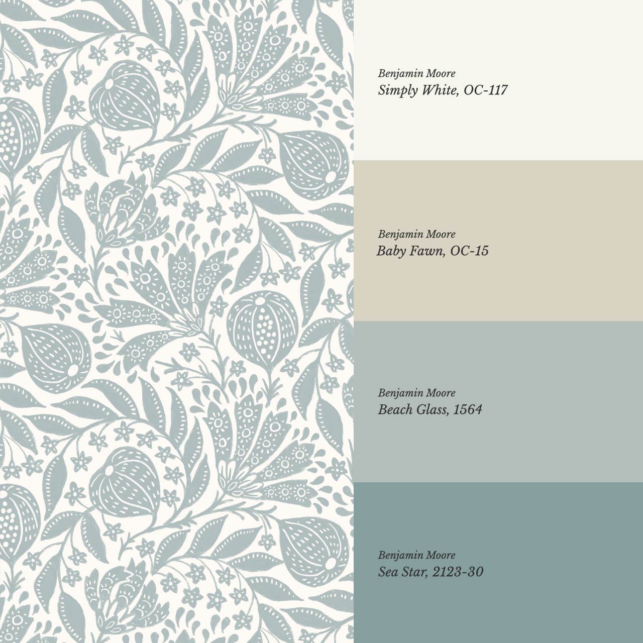 Silvia Fig Garden Sea Glass Off White Wallpaper