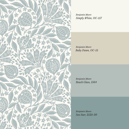 Silvia Fig Garden Sea Glass Off White Wallpaper