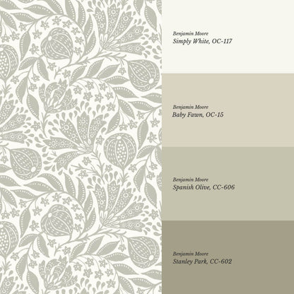 Silvia Fig Garden Soft Sage Off White Wallpaper