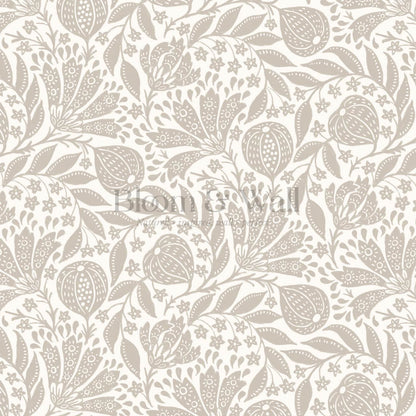 Silvia Fig Garden Beige Off White Wallpaper