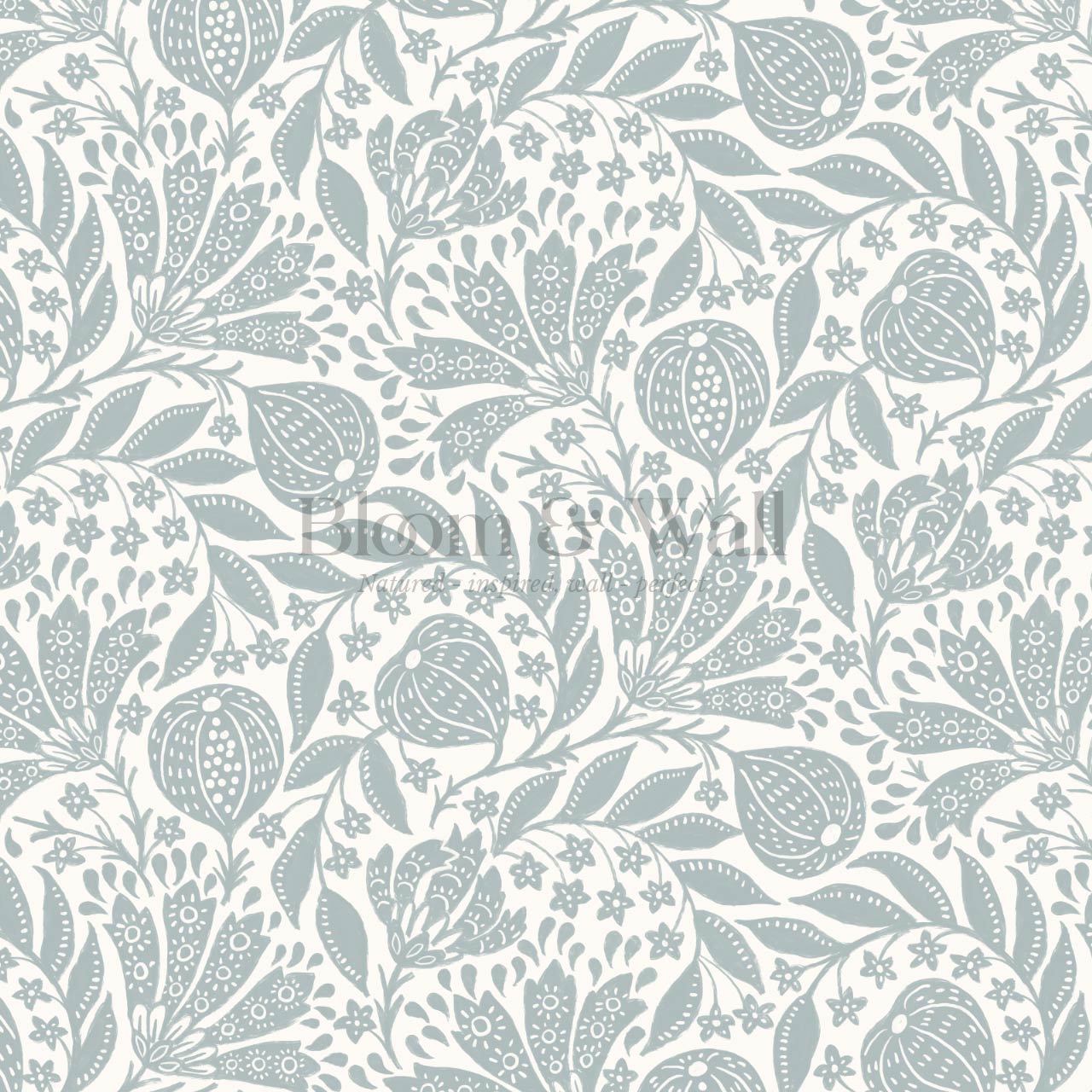 Silvia Fig Garden Sea Glass Off White Wallpaper