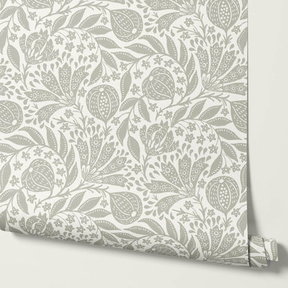 Silvia Fig Garden Soft Sage Off White Wallpaper