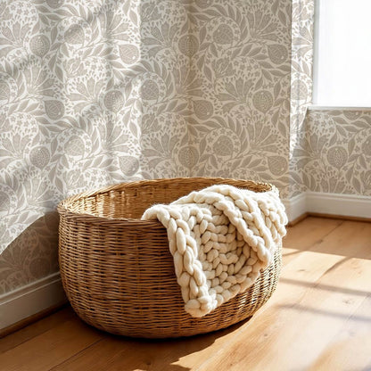Silvia Fig Garden Beige Off White Wallpaper