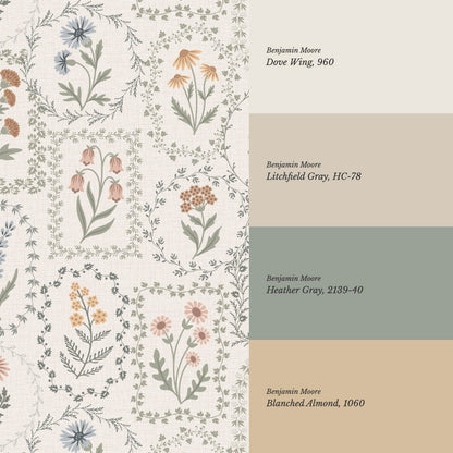 Sima Vintage Wildflowers Soft Pastel Ivory Wallpaper