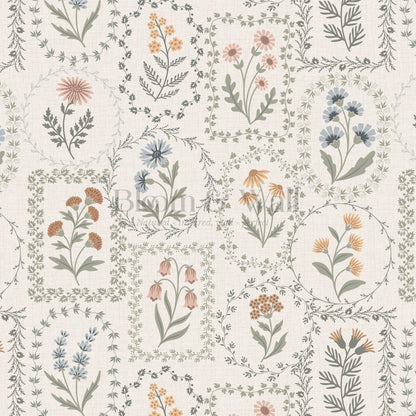 Sima Vintage Wildflowers Soft Pastel Ivory Wallpaper