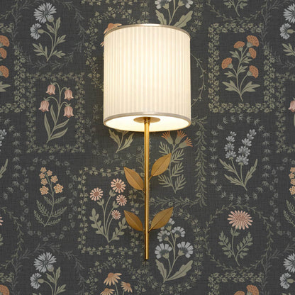 Sima Vintage Wildflowers Slate Muted Pastel Wallpaper