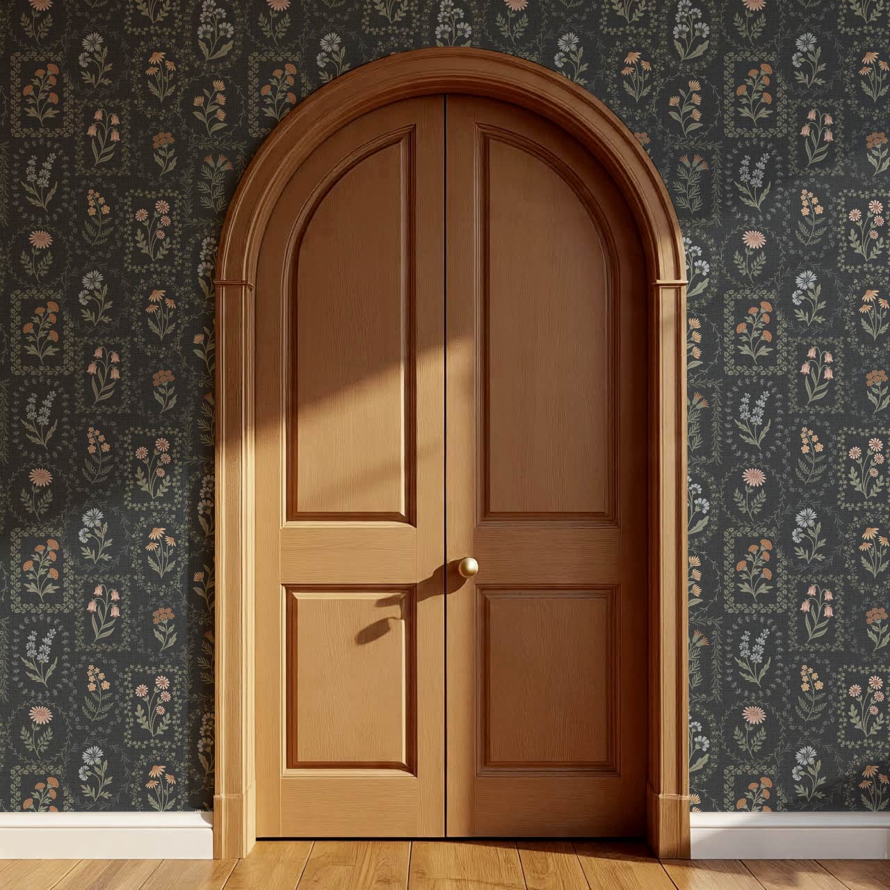 Sima Vintage Wildflowers Slate Muted Pastel Wallpaper